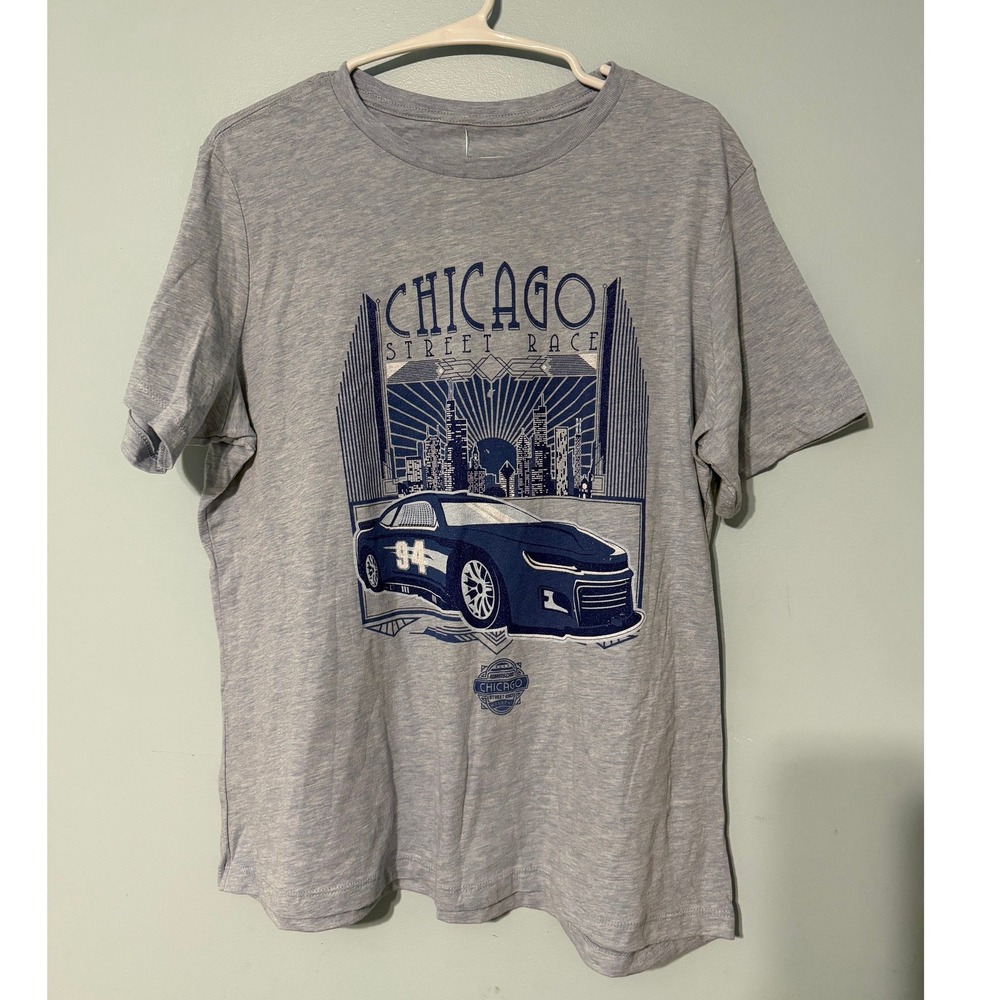 NASCAR Chicago Street Race T-Shirt Men's L Blue Heather Art Deco Graphic 0850